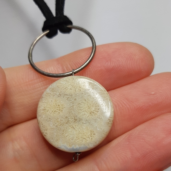 Fossilized Coral with Sterling Silver Wire Necklace - Picture 6 of 8